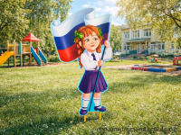 Уличная фигура Марина с флагом России