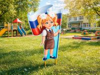 Уличная фигура Оля с флагом России