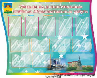 Стенд Платные услуги 1,6 1,25м, А4-11шт