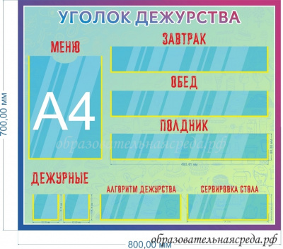 Стенд Уголок дежурства 0,70,8м.