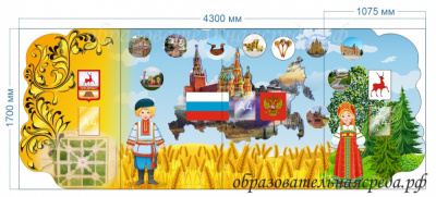 Магнитный стенд-панно Наша Родина 1,7х4,3м А4-3шт