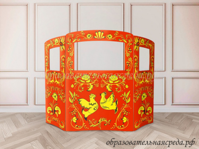 Ширма для кукольного театра Хохлома красная (Напольная)