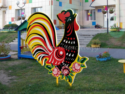 Уличная фигура Петух. Городецкая роспись