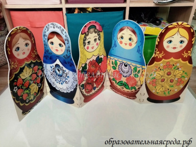 Настольная ширма Матрешки (4 створки) (2)