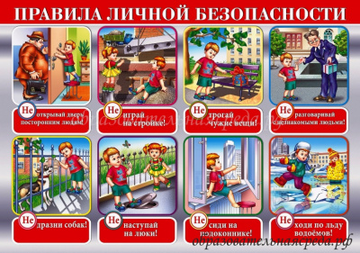 Стенд “Правила личной безопасности” 0,85х0,6м