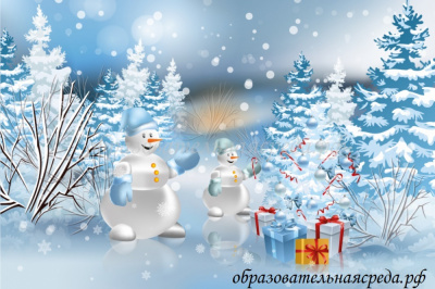 Баннер Зима со снеговиком